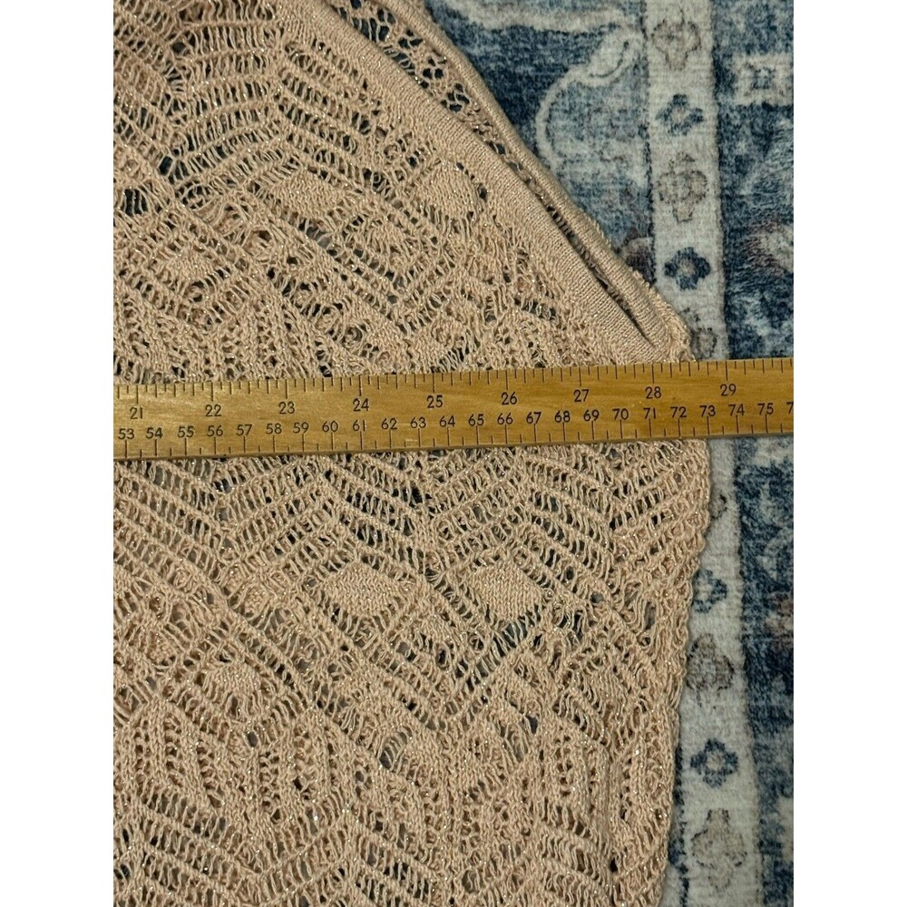 Chico's Travelers Open Knit Sleeveless Cardigan Sweater Peach Pink Sparkle S/M - Picture 5 of 6